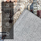 Vintage 3' x 5 ' Washable Area Rug - Stylish Indoor Rug for Living, Dining or Bedroom - Lightweight Carpet with Non-Slip Backing - Foldable for Easy Placement and Maintenance - Rust