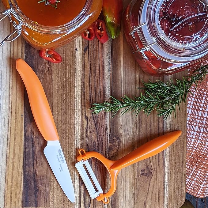 Kyocera Advanced Ceramic Revolution Series 3-inch Paring Knife, Orange Handle, White Blade