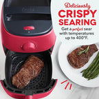 DASH Tasti-Crisp™ Electric Air Fryer Oven, 2.6 Qt., Red – Compact Air Fryer for Healthier Food in Minutes, Ideal for Small Spaces - Auto Shut Off, Analog, 1000-Watt