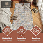 2'6'' x 8' Washable Area Rug - Low Pile Soft Vintage Indoor Rug for Living, Dining or Bedroom - Lightweight Carpet with Non-Slip Backing - Foldable for Easy Placement, Multi