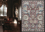 RUGSURE Washable Area Rugs - Perfect for Living Room, Bedroom, Kids Room, Nursery - Stain & Water Resistant Non-Slip, Pet & Child Friendly, Vintage Tribal Area Rugs (Rust and Blue, 8' x 10')