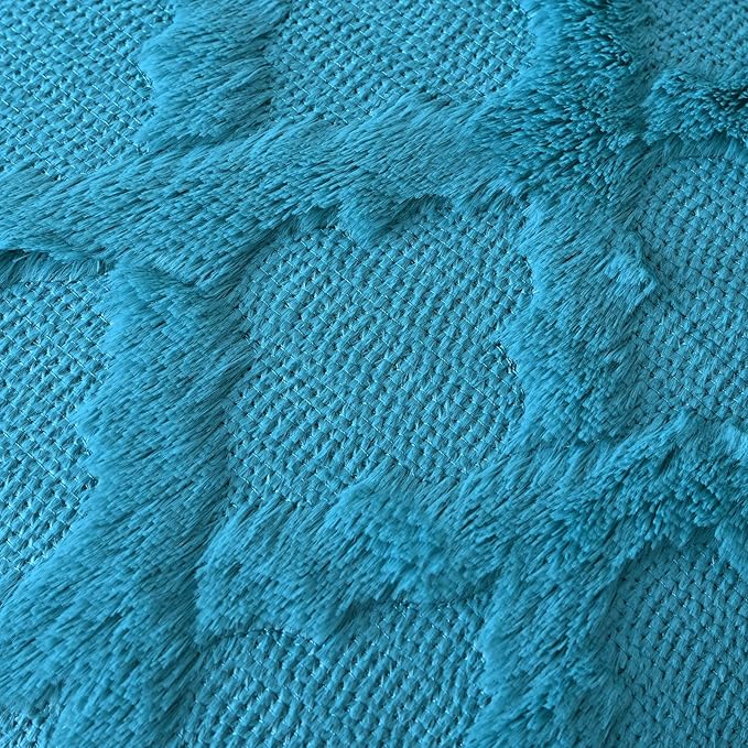 Set of 2 Soft Moroccan Throw Pillow Covers 16x16 Inch Plush Boho Decorative Pillow Cover Accent Cushion Case for Couch Sofa Bed, Teal
