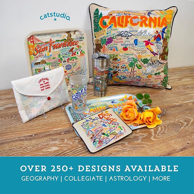 Catstudio Cape Cod Embroidered Pillow - U.S. City Souvenir Decorative Throw Pillow with Original Artwork for Cape Cod Lovers, Travel Souvenir