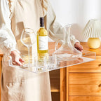 Clear Sturdy Acrylic Serving Tray with Handles 12x20x2H Inches -Spill Proof- Decorative Trays Countertop Organizer for Ottoman Coffee Table Nightstand, sidetable, Breakfast, Tea, Food