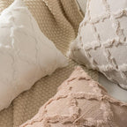 Set of 2 Soft Moroccan Throw Pillow Covers 18x18 Inch Plush Boho Decorative Pillow Cover Accent Cushion Case for Couch Sofa Bed, Light Brown