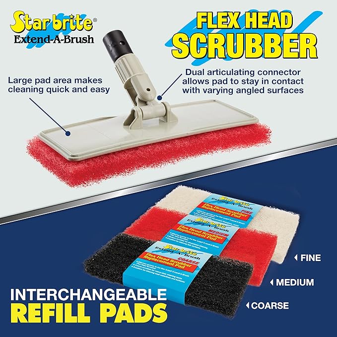STAR BRITE Flexible Head Scrubber with Red Pad (040124)