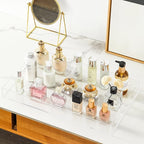 Clear Sturdy Acrylic Serving Tray with Handles 12x20x2H Inches -Spill Proof- Decorative Trays Countertop Organizer for Ottoman Coffee Table Nightstand, sidetable, Breakfast, Tea, Food