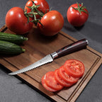 PAUDIN Tomato Knife, 5 inch Serrated Tomato Knives with Sheath, High Carbon Stainless Steel Tomato Slicer Knife for Smooth Cutting Slicing Vegetables and Fruits