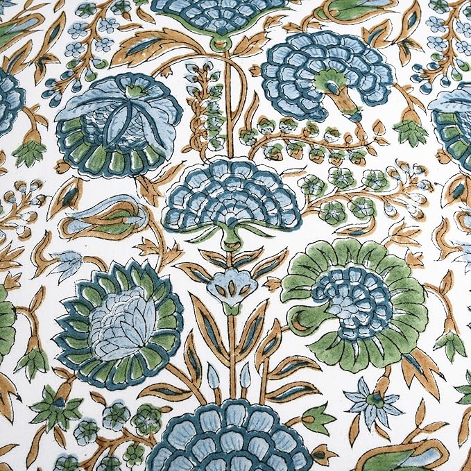 Ridhi Asparagus Green Print Cotton Throw Pillow Covers for Decorative Couch Pillows for Living Room, Chic Boho Cute Outdoor Thanksgiving Pillows Covers Gifts 24x24 Inches