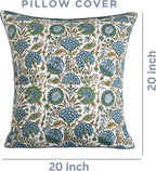 Ridhi Asparagus Green Print Cotton Throw Pillow Covers for Decorative Couch Pillows for Living Room, Chic Boho Cute Outdoor Thanksgiving Pillows Covers Gifts 20x20 Inches