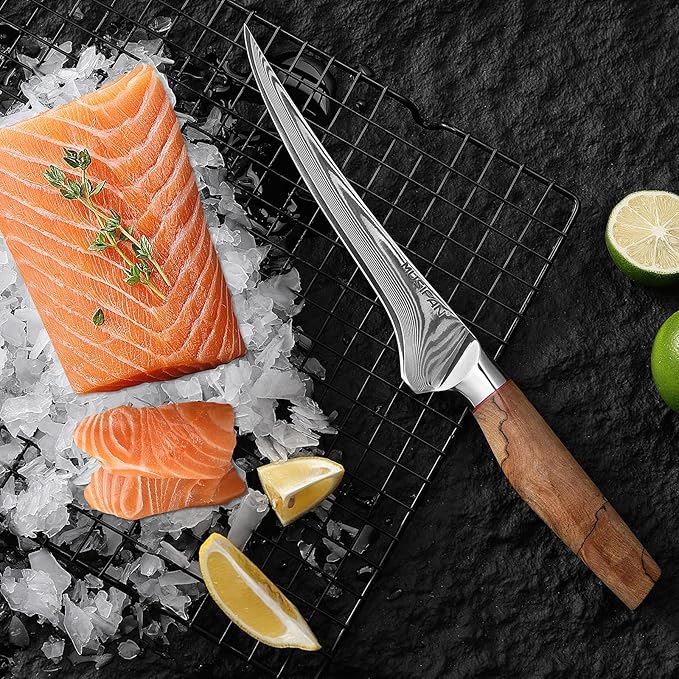 Fillet Knife 7 Inch, Precision Boning Knife for Efficient Meat Cutting and Boning， Boning Knife in high Carbon Steel
