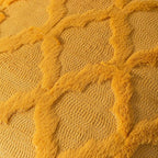 Set of 2 Soft Moroccan Throw Pillow Covers 18x18 Inch Plush Boho Decorative Pillow Cover Accent Cushion Case for Couch Sofa Bed, Mustard Yellow