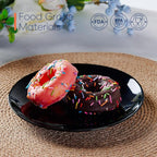 7.5 inch Appetizer Plate Set of 6, Lightweight Opal Glass Round Black Salad Plates for Dessert Kitchen, Dishwasher and Microwave Safe