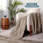Bare Home Polar Fleece Blanket - Throw Blanket - Warm & Cozy - Premium Fleece - Blanket for Bed, Sofa, Camping, Travel and Cold Nights - Lightweight Blanket (Throw, Taupe)