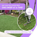 Room Groom PET Carpet Rake and Groomer with Telescoping 54 Inch Adjustable Handle, Rugs, and Artificial Turf, Purple Grip, Black/Purple