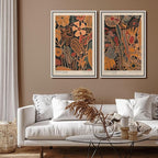SIGNFORD Framed Canvas Print Wall Art Set Abstract Blossoms Vibrant Floral Illustration Modern Art Decorative Nordic Nature for Living Room, Bedroom, Office - 16"x24"x2 White