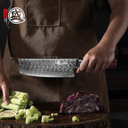 MITSUMOTO SAKARI Nakiri Vegetable Knife 6.5 inch, S301 Damascus Steel Chef Knife (Hand Forged)