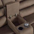 MCombo Zero Wall Recliner Loveseat with Console, Power Recliner Loveseat with Adjustable Headrest, USB A & C Charge Ports, Cup Holders, for Living Room, RVs, Small Spaces (Fabric, ST258M2, Coffee)