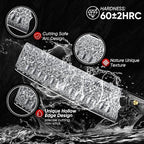Huusk Damascus Nakiri Knife 7inch - Japanese Knives with Sharp Edge and Wooden Handle, Hand Forged Chef Knives for Home Use, Meat Vegetables Fish Knives, Birthday Dad Mom Gift