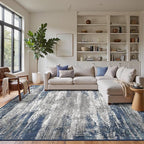 GENIMO Rugs for Bedroom-Washable 6x9 Area Rugs Lightweight Low Pile, Modern Printed Non-Slip Carpet for Living Room, Playroom, Dining Room, Office, Blue Ivory