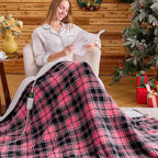 OCTROT Heated Blanket Electric, Twin Size 62X84, Heating Blanket with 10 Heating Levels & 8 Hours Auto Off, Pink Plaid Checkered Plaid Sherpa Blankets Warmer for Adults, Fast Heating Washable, ETL