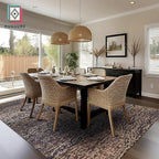 RUGSURE Washable Area Rug - 1/6" Thick Low Pile - Stain & Water Resistant Non-Slip Backing - Pet & Child Friendly Vintage Abstract Design in Multi-Tone Rust Brown, Blue & Beige (3' x 5')