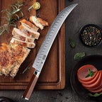 HOSHANHO Brisket Slicing Knife 12 Inch, Japanese High Carbon Steel Butcher Breaking Knife with Ergonomic Handle, Razor Sharp Curved Carving Knives for Meat, BBQ