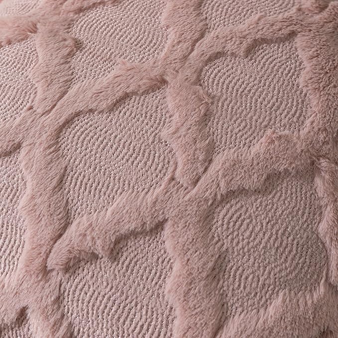 Set of 2 Soft Moroccan Throw Pillow Covers 16x16 Inch Plush Boho Decorative Pillow Cover Accent Cushion Case for Couch Sofa Bed, Pink