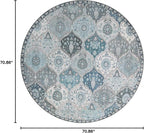 Lahome Moroccan Trellis Washable Round Area Rug, Soft Round Rugs 6ft Ultra-Thin Non-Slip, Vintage Large Circle Carpet for Bedroom Living Room Kitchen Nursery, Blue