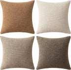 MIULEE Pack of 4 Decorative Textured Boucle Throw Pillow Covers 20x20 Inch Neutral Brown Accent Solid Pillow Cases Couch Cushion Covers for Modern Farmhouse Boho Chair Sofa Bed Livingroom Home Decor