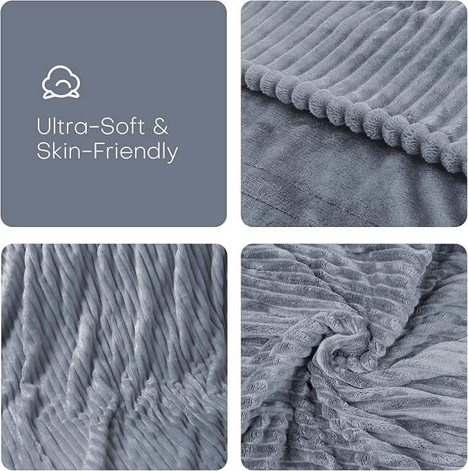 Electric Heated Blanket 50"x60" Throw Size with Cozy Flannel, 6 Heat Settings & 3 Hours Auto Off, Soft & Cozy Warming Throw for Home, Office, or Bed, Machine Washable, Grey