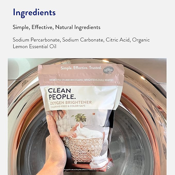 The Clean People Oxygen Brightener Stain Remover | Bleach Alternative, Simple Ingredients, Brightens Dull Whites AND Colors | 79 oz 2 Pack