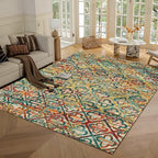 RUGSURE Washable Area Rugs, 6' x 9' - 1/6 Thick - Stain & Water Resistant Non-Slip - Perfect Resistant Rug for Living Room, Bedroom, Nursery, Pet & Child Friendly, Vibrant Colors Rugs, Multicolor