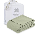 Threadmill Luxury Cotton Blankets for King Size Bed | All-Season Cozy 100% Cotton King Size Blanket | Aster Soft & Lightweight Coverlet fits California King Size Bed, 104x92 | Sage Green