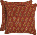 Ridhi Hand Block Print 20x20 Red Decorative Outdoor Couch Throw Canvas Pillow Cover Set of 2 Washable Modern Vintage Boho Chic Spring Home Decor GIFS Cover