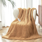 Heated Throw Blanket Double Sided Sherpa, Soft Heating Electric Blanket for Bed, Automatic Safety System, 6 Heating Levels & 4 Hours Auto-Off, 50"x60" Camel