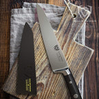 Dalstrong Chef Knife - 7 inch - Gladiator Series Elite - Forged High Carbon German Steel - Razor Sharp Kitchen Knife - Full Tang - Black G10 Handle - Sheath Included - Chef's Knife - NSF Certified