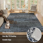 RUGSURE Washable Area Rug - 1/6 Thick - Stain & Water Resistant Non-Slip - Resistant Rug for Living Room, Bedroom, Nursery, Pet & Child Friendly, Vintage Charm Area Rugs (Darkgrey+Bule, 3' x 5 ')