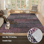 RUGSURE Washable Area Rug - 1/6 Thick - Stain & Water Resistant Non-Slip - Resistant Rug for Living Room, Bedroom, Nursery, Pet & Child Friendly, Vintage Charm Area Rugs (Burgundy, 5' x 7')