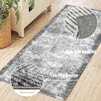 2'6'' x 8' Washable Area Rug - Low Pile Soft Vintage Indoor Rug for Living, Dining or Bedroom - Lightweight Carpet with Non-Slip Backing - Foldable for Easy Placement, Grey
