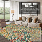 RUGSURE Washable Area Rugs, 6' x 9' - 1/6 Thick - Stain & Water Resistant Non-Slip - Perfect Resistant Rug for Living Room, Bedroom, Nursery, Pet & Child Friendly, Vibrant Colors Rugs, Multicolor