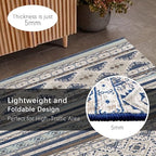 RUGSURE Washable Area Rugs 9' x 12' - 1/6 Thick - Moroccan-Inspired -Stain & Water Resistant Non-Slip - Resistant Rug for Living Room, Bedroom, Nursery, Pet & Child Friendly (Blue and Brown)