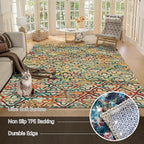 RUGSURE Washable Area Rugs, 6' x 9' - 1/6 Thick - Stain & Water Resistant Non-Slip - Perfect Resistant Rug for Living Room, Bedroom, Nursery, Pet & Child Friendly, Vibrant Colors Rugs, Multicolor