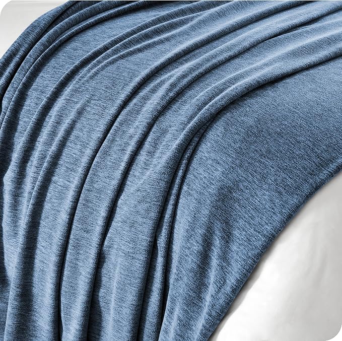 Bare Home Polar Fleece Blanket - Extra Long - Heathered Dark Blue - Warm & Cozy - Premium Fleece - Throw for Bed, Camping and Travel - Lightweight (Twin/Twin XL, Heathered Dark Blue)