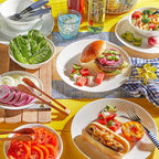 Corelle Vitrelle 4-Pieces 8.5" Glass Salad/Appetizer Plates Chip & Crack Resistant Glass Dinnerware Set Plates, Winter Frost White