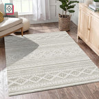 RUGSURE Washable Area Rugs 8' x 10' - 1/6 Thick - Moroccan-Inspired -Stain & Water Resistant Non-Slip - Resistant Rug for Living Room, Bedroom, Nursery, Pet & Child Friendly (Grey)
