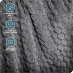 Bare Home Textured Fleece Blanket - Twin/Twin Extra Long - Ultra-Soft Lightweight for Bed, Sofa, and Couch - Luxury Microplush - Cozy Warm Blanket (Twin/Twin XL, Waffle Grey)