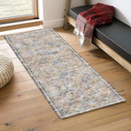 2'6'' x 8' Washable Area Rug - Low Pile Soft Vintage Indoor Rug for Living, Dining or Bedroom - Lightweight Carpet with Non-Slip Backing - Foldable for Easy Placement, Multi
