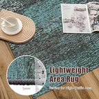 RUGSURE Washable Area Rug - 1/6 Thick - Stain & Water Resistant Non-Slip - Resistant Rug for Living Room, Bedroom, Nursery, Pet & Child Friendly, Vintage Charm Area Rugs (Green, 2'6'' x 8')