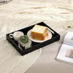 Glossy Black Sturdy Acrylic Serving Tray with Handles-12x20Inch-Serving Coffee,Appetizer,Breakfast,Butler-Kitchen Countertop Tray-Makeup Drawer Organizer-Vanity Table,Ottoman Tray-Decorative